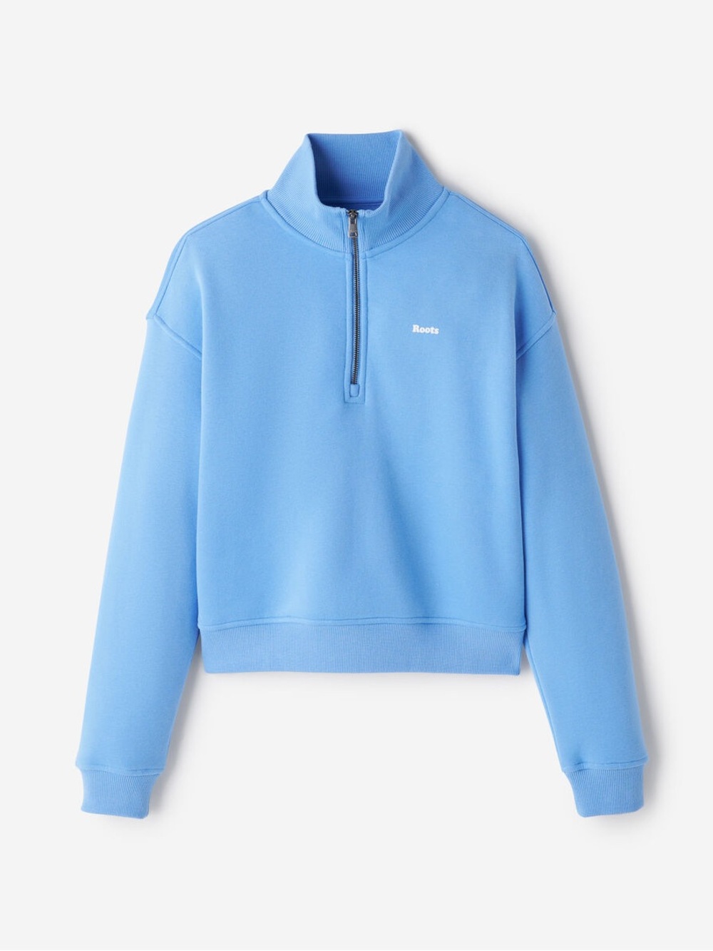 Roots - Cloud Quarter Zip Sweatshirt Feather Blue - SMALL